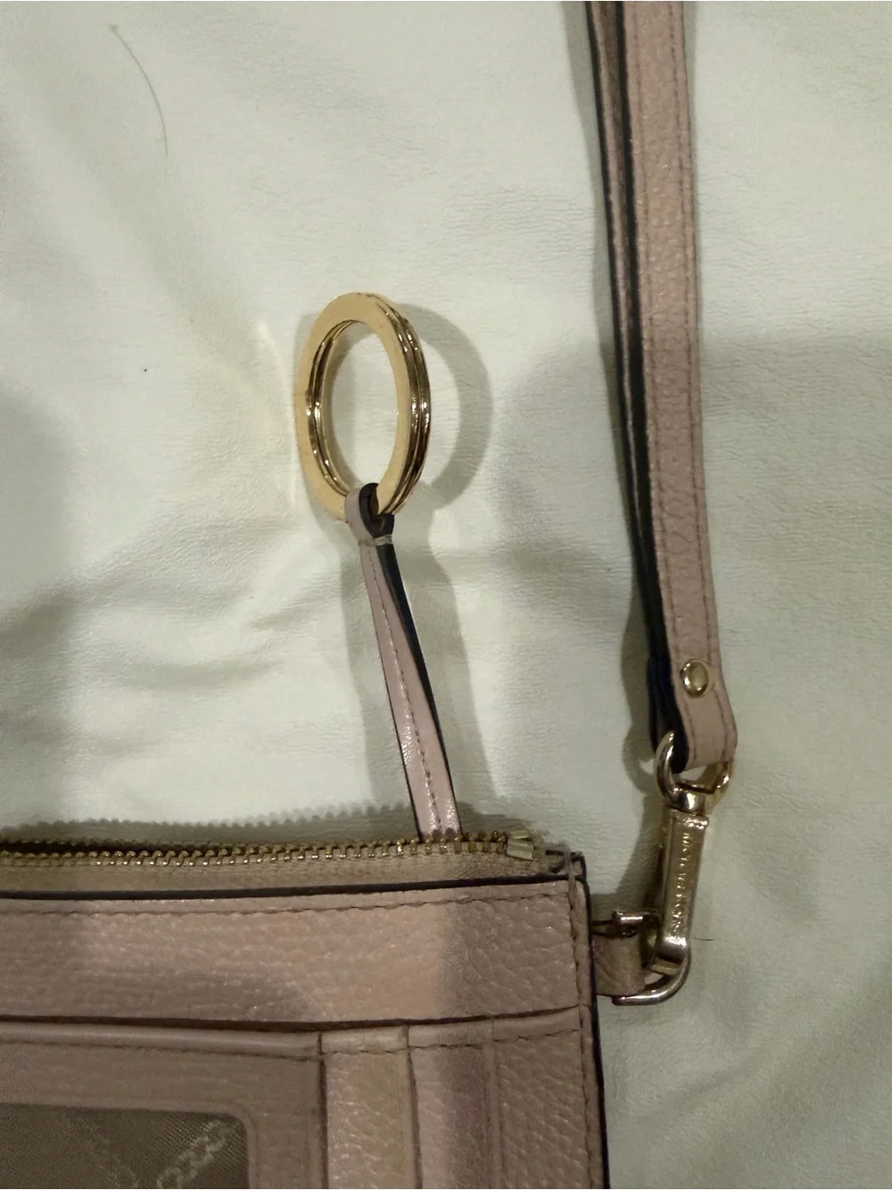 Michael Kors Blush Leather Wristlet Card Case with Gold Hardware